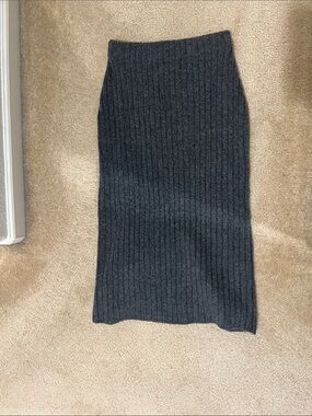 Oak + Fort Charcoal Ribbed Knit Pencil Skirt